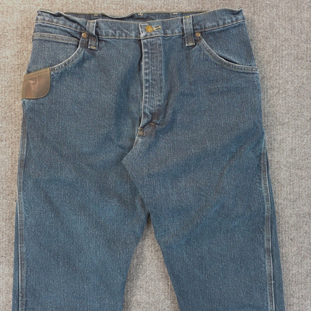 Wrangler Riggs Jeans Mens 42x30 Blue Denim Straight Leg Workwear Utility
